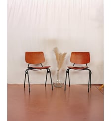 Paire de chaises en métal et bois Alma N°1429- Produit chiné Debongout