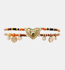 Bracelet multiliens réglable perles et pampilles avec cabochon cœur MACANOS Hipanema
