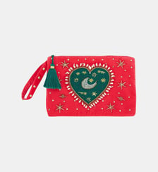 Pochette avec broderies et perles en velours EUGENIE Wild