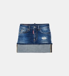Jupe mini en denim avec revers Dsquared2