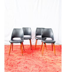 Lot de 4 chaises en hêtre et skaï Alma N°2120 - Produit chiné Debongout