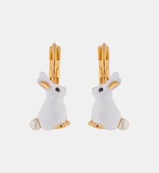 Boucles d'oreilles dormeuses lapin et perle Les Néréides