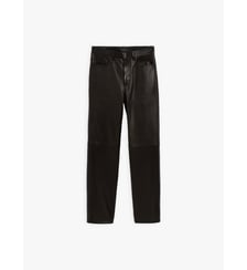 pantalon Jean's New en cuir d'agneau noir Agnès b.