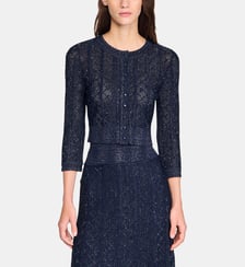 Cardigan court en maille strassée Sandro