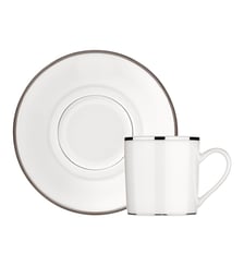 Tasse à café avec soucoupe en porcelaine finition platine - ALBI Christofle