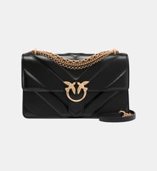 Sac porté épaule moyen love bag one en cuir et cuir nappa à chevrons et triple chaîne Pinko