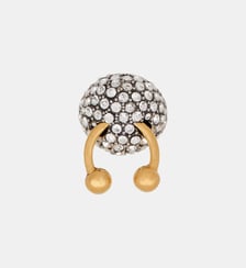 Bague piercing en laiton et strass Balmain