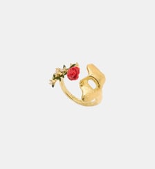 Bague ajustable masque doré, rose et cristaux Les Néréides