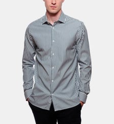 Chemise à rayures bâtons Vert coupe droite Atelier Privé