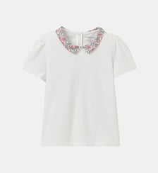 T-shirt col en tissu Liberty  - Coton biologique Cyrillus