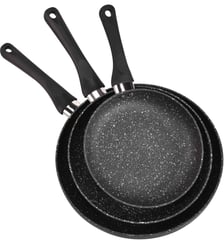 Batterie de cuisine 3 poeles Pietra black Essentiel B