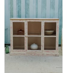 Buffet vitré en bois blanc et rose Gilbert N°1906 - Produit chiné Debongout