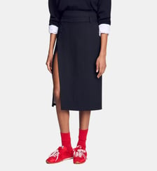 Jupe mi-longue en laine fendue Sandro