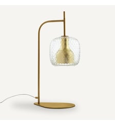 Lampe à poser, laiton et verre ciselé AM.PM