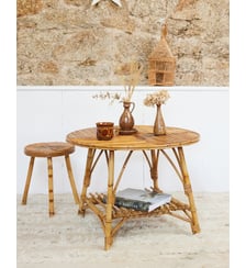 Table basse en rotin Léonie N°1020- Produit chiné Debongout