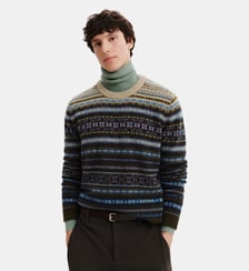 Pull col rond fairisle Bompard
