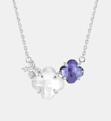 Collier, iolite, diamants, nachre blanche, or blanc Morganne Bello