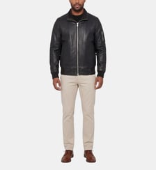 Blouson col montant, cuir d'agneau Schott