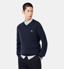 Pull col V laine mélangée Lacoste