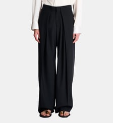 Pantalon à larges plis plats en sergé de laine Balmain