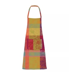 Tablier pur coton enduit motif jacquard bordeaux orange Mille sous bois automne Garnier Thiebaut