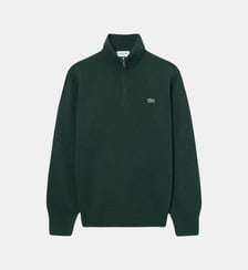 Pull zippé uni col montant laine Lacoste