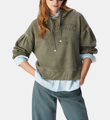Sweat à capuche coton bio brodé Ikks