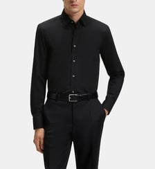 Chemise slim en popeline de coton stretch BOSS