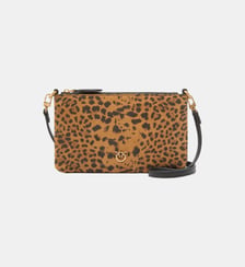 Petite pochette à bandoulière en daim léopard Pinko