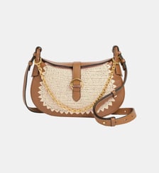 Petit Sac à main crossbody Pia en cuir lisse et raphia Le Tanneur