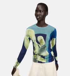 Pull en maille fine imprimée à col rond Adolfo Dominguez