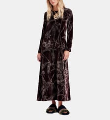 Robe Long Sleeve Swing Bamboo Burgundy La DoubleJ