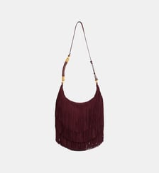 Sac Ébène Hobo Large en cuir suédé à franges Balmain