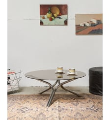 Table basse en verre fumé Donna N°978- Produit chiné Debongout