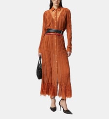 Robe chemise longue avec détails en dentelle Pinko