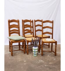 Lot de 6 chaises en chêne et paille Claude N°1422- Produit chiné Debongout