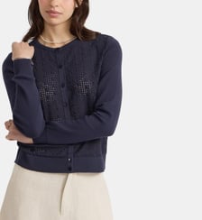 cardigan Swing à broderie anglaise bleu marine Agnès b.