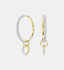 Anneaux d'oreilles Dextera, Doré à l’or 18 carats (750/1000) Swarovski