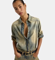 FRELSI COWBOY SHIRT IN VINTAGE CHAMBRAY - CINNAMON Momonì