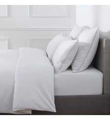 Housse De Couette Pure White Satin Lavé Midnight Blue Finition Black Drouault