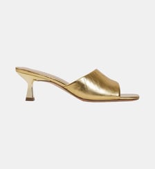 Mules à talon en cuir métallisé Sandro