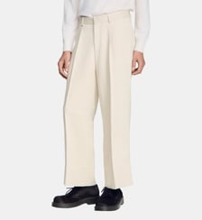 Pantalon large coton lin à pli Sandro