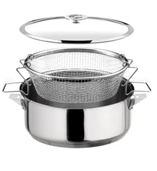Eclipse - Sauteuse 24 cm revêtue en céramique, couvercle et panier de cuisson pour friture et cuisson à l'eau Cuisinox
