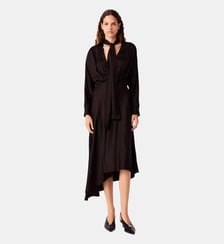 Robe midi asymétrique en satin Maje