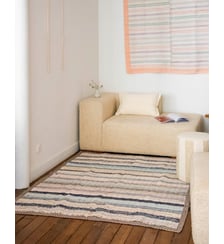 Tapis vintage à rayures multicolore Olivier N°114- Produit chiné Debongout