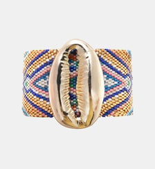 Bracelet manchette perles tissées avec cabochon coquillage APHASE Hipanema