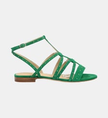 Sandale clous cerise - cuir velours Colisée Paris