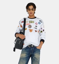 T-shirt à manches longues avec imprimé patchs all-over Diesel