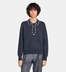 Pull col polo bijoux Sandro