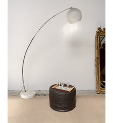 Lampadaire arc en verre et en marbre Julien N°389- Produit chiné Debongout